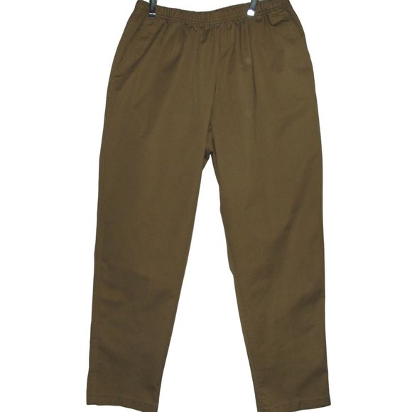 Lands End Pants 18W x 32"Inseam Fit 3 tan dark khaki pull on elastic - Picture 1 of 7